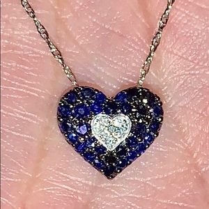 Sapphire and Diamond Heart Necklace